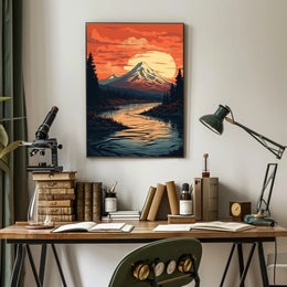Serene Mountain Sunset Poster PosterGoat