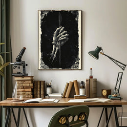 Eerie Dark Skeleton Hand with Arrow Art Print Poster
