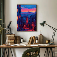 Sunset Over the Cityscape Art Print Poster Decor PosterGoat