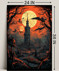 Haunted Tower Under Blood Moon Poster