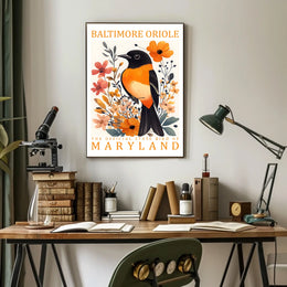 Baltimore Oriole Maryland State Bird Art Poster