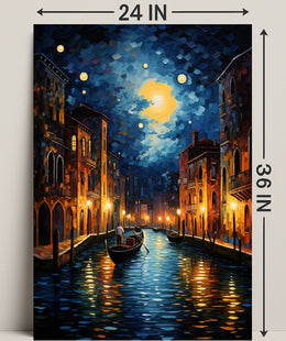 Moonlit Venetian Canal Poster