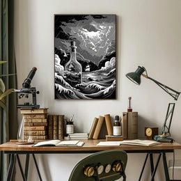 Stormy Seas in a Bottle Art Poster Print for Home Decor PosterGoat