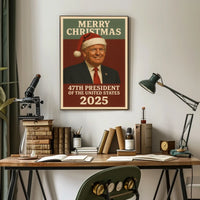 Festive Presidential Christmas Poster Featuring Santa Hat Portrait