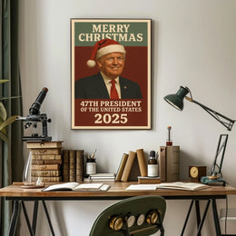 Festive Presidential Christmas Poster Featuring Santa Hat Portrait