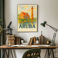 Aruba Lighthouse and Cottage Poster