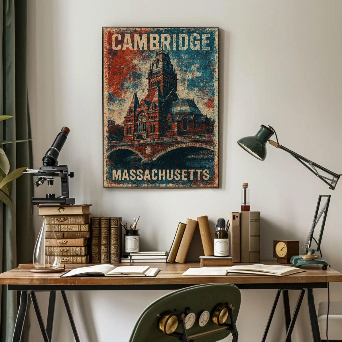 Cambridge Massachusetts Vintage Travel Decor Poster