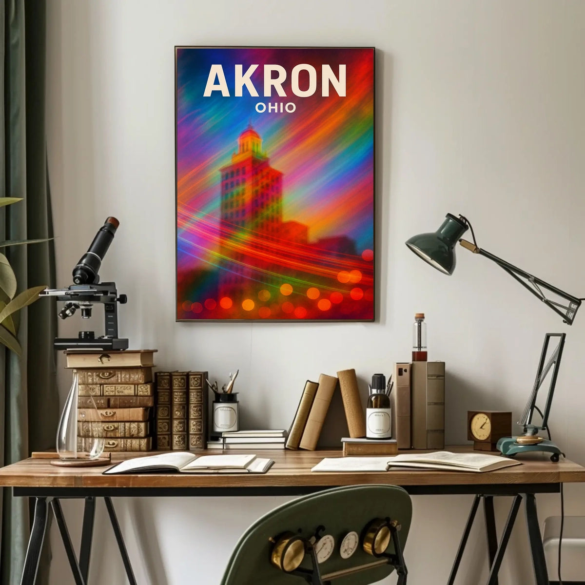 Akron, Ohio Vibrant Cityscape Poster