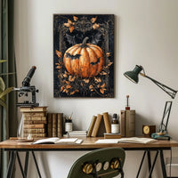 Halloween Pumpkin and Bats Design - Cultural or Heritage Poster