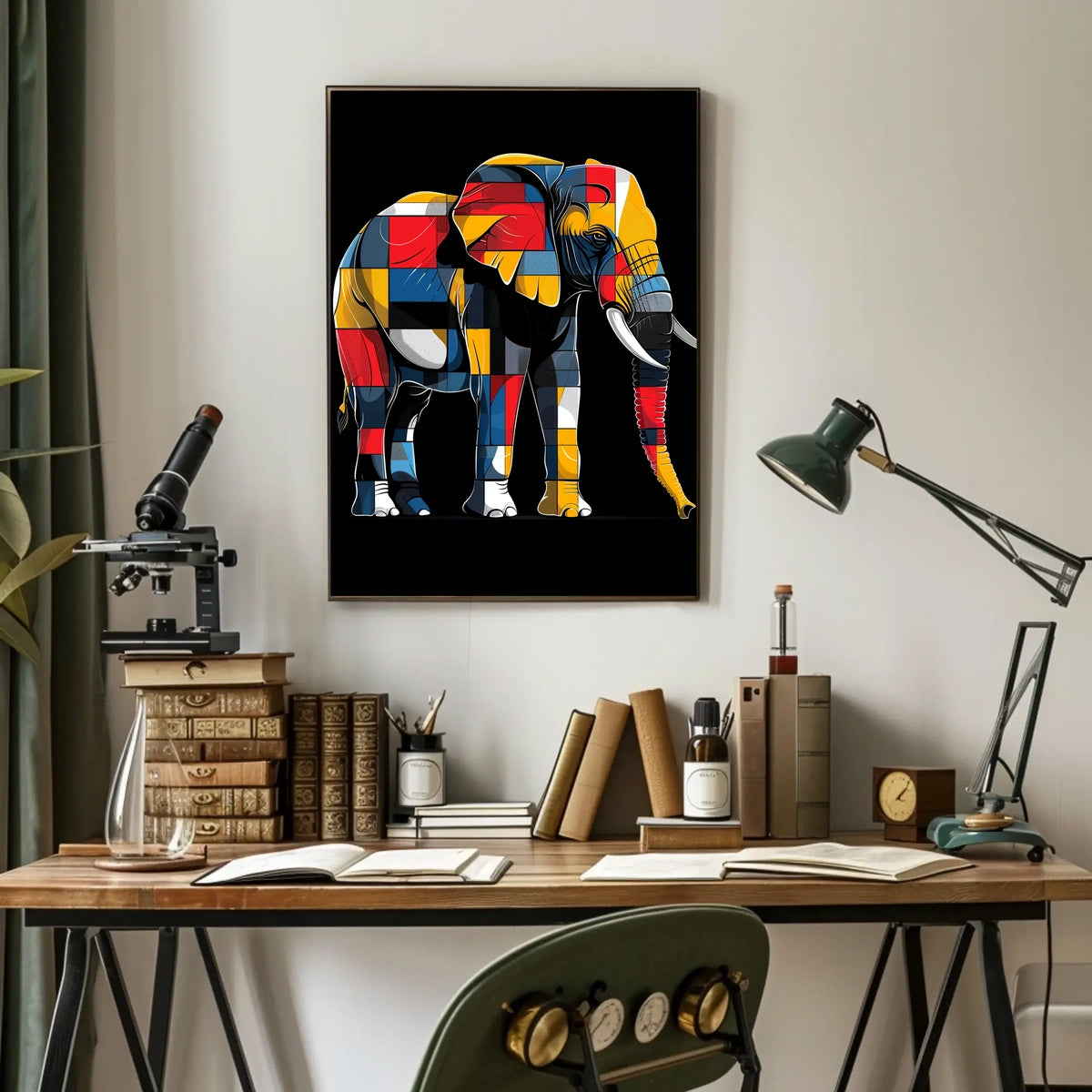Colorful Elephant Mosaic Poster