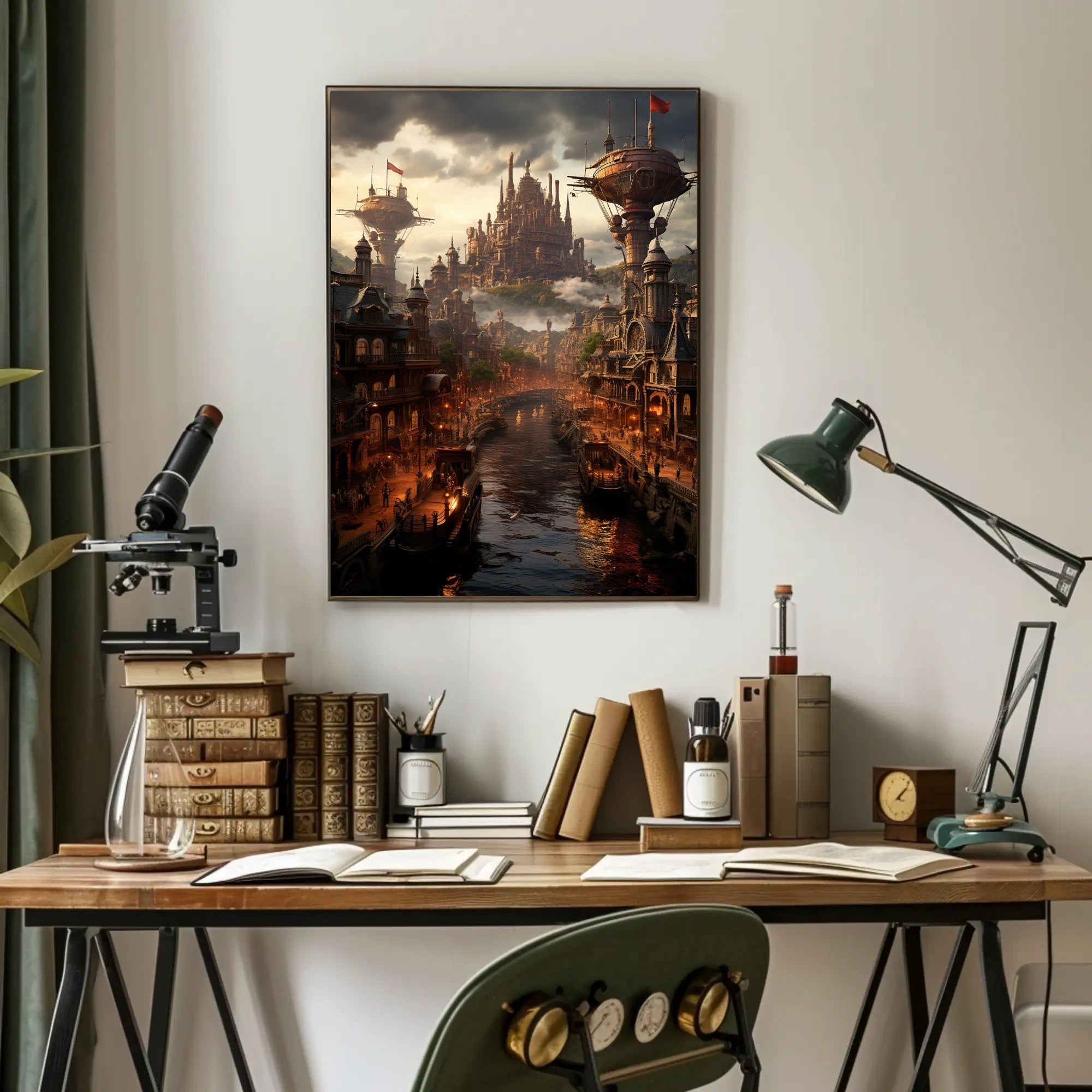 Steampunk Cityscape Poster