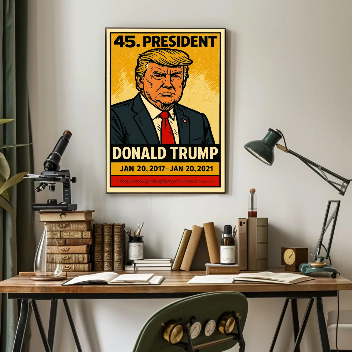 Donald Trump 45th President of the United States Inked Comic Style Poster