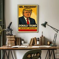 Donald Trump 45th President of the United States Inked Comic Style Poster