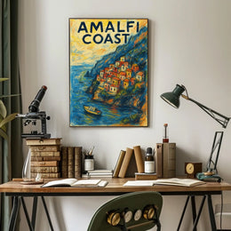 Amalfi Coast Poster Wall Art 18x24 Travel Decor Coastal View