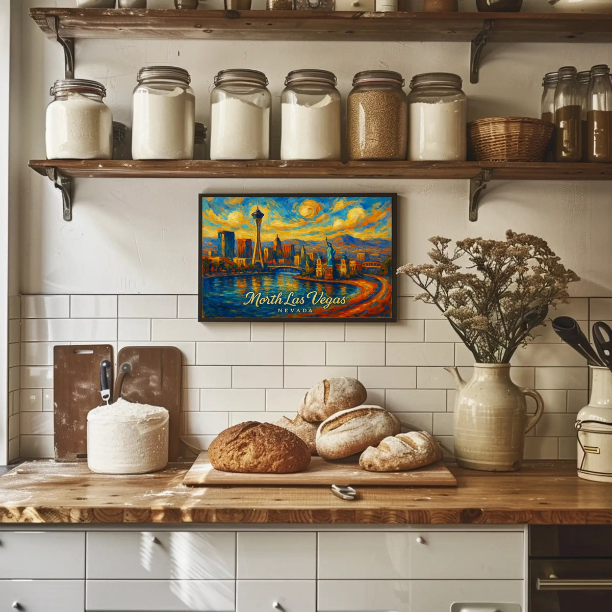 North Las Vegas Artistic Skyline Poster
