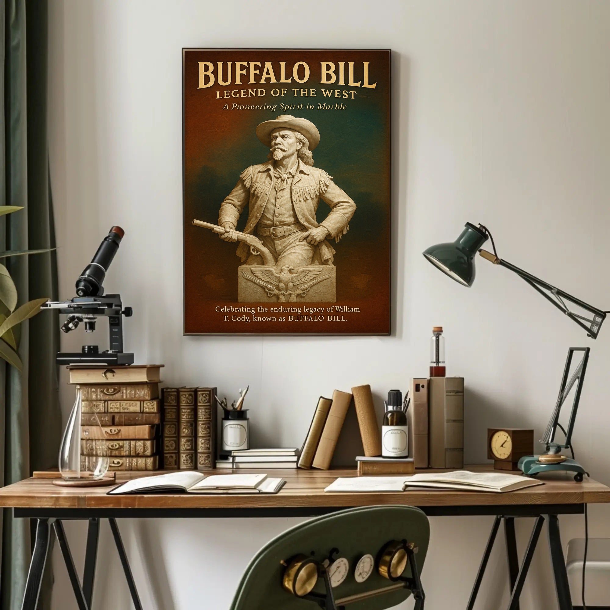 Buffalo Bill Marble Statue Poster Vintage Wall Art