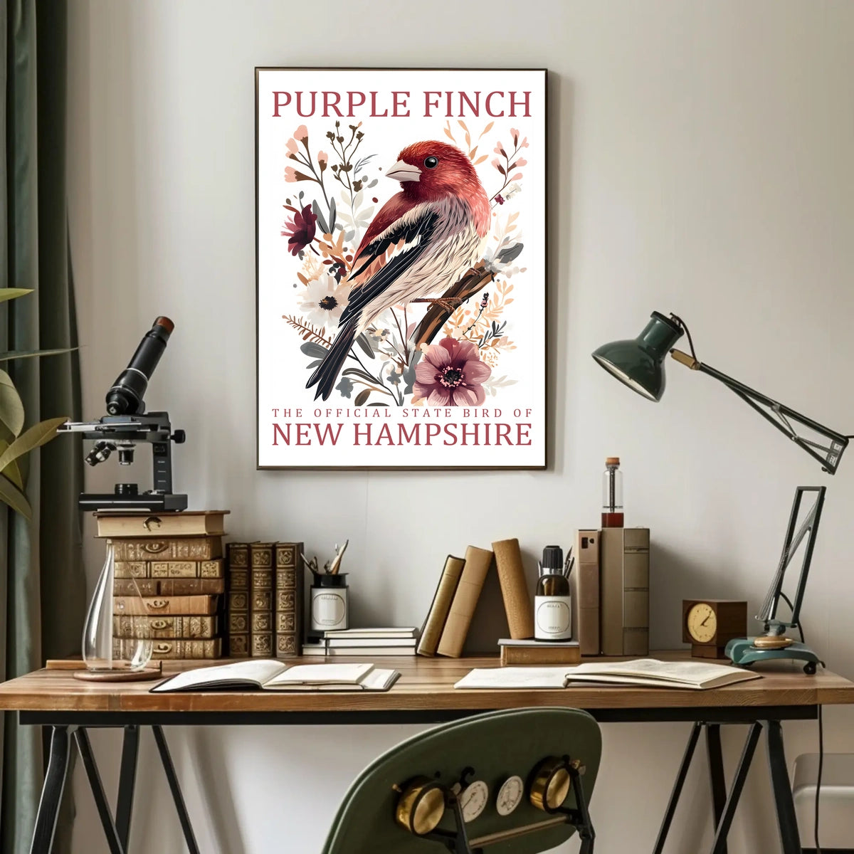 Purple Finch State Bird Art Poster Print