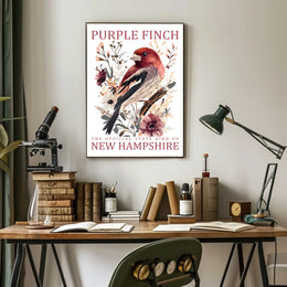 Purple Finch State Bird Art Poster Print