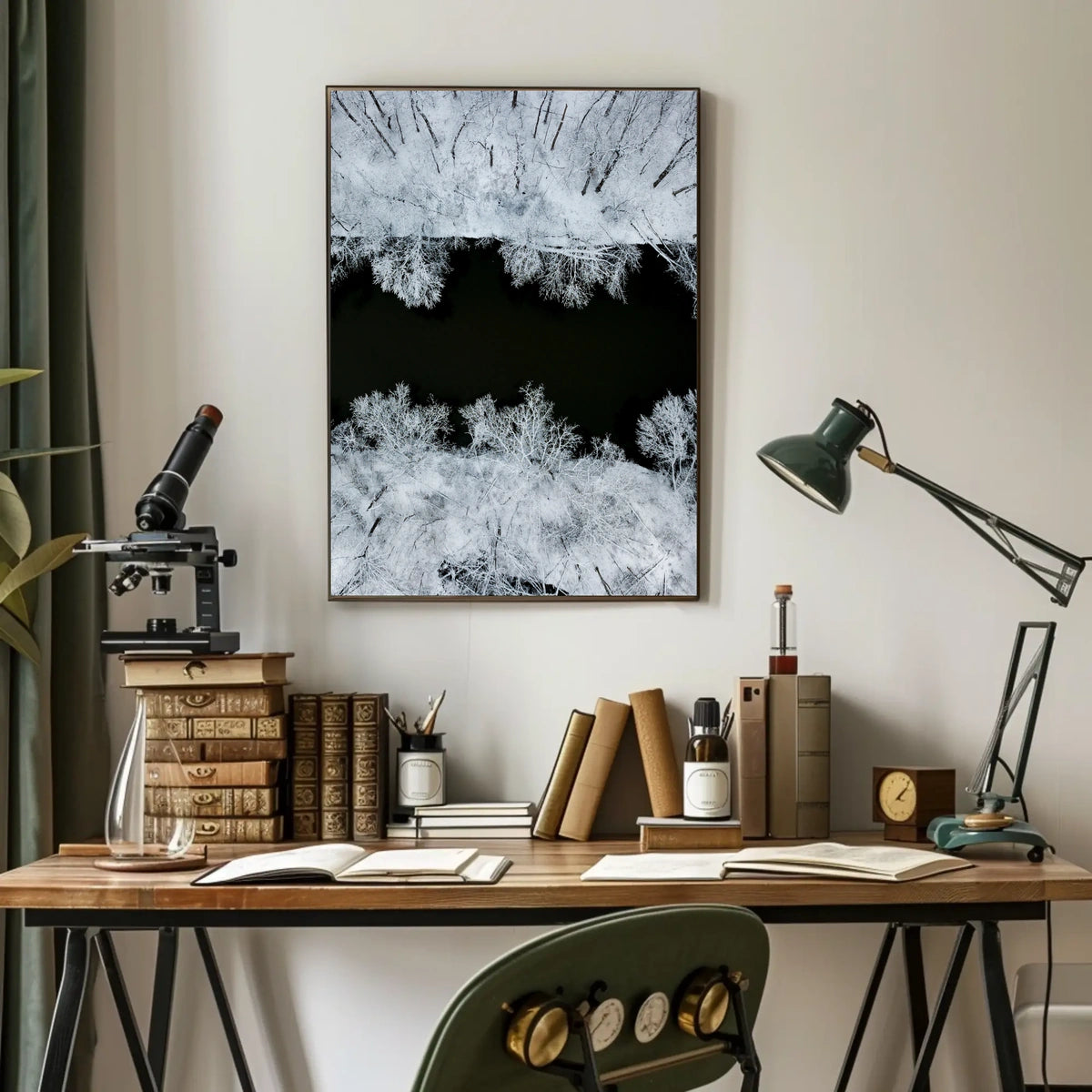 Winter Serenity Aerial View Minimalistic Artistic Poster