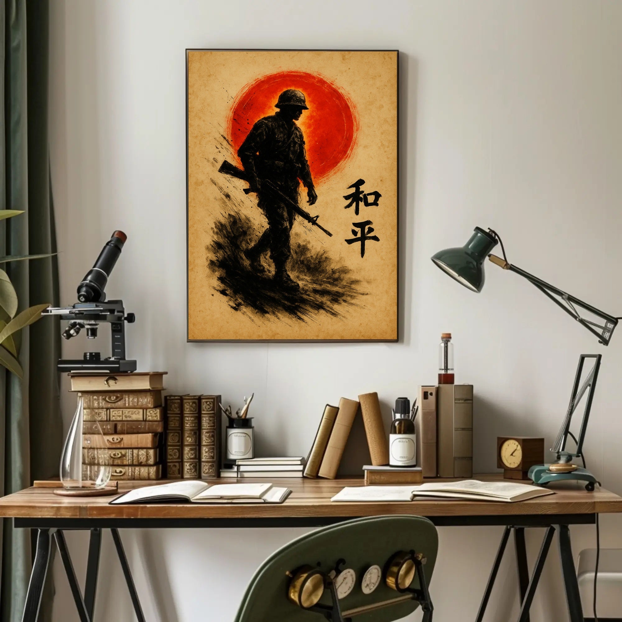 Silhouette Soldier Against Sun: Cultural or Heritage Poster