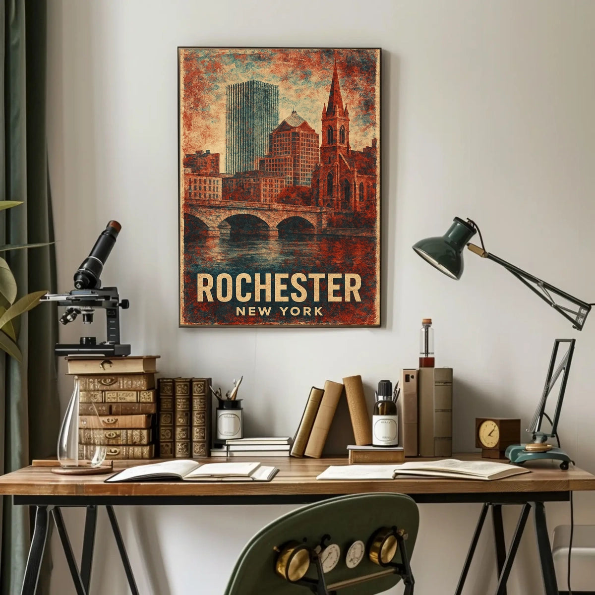 Rochester Architecture Vintage Travel Art Poster