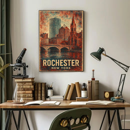 Rochester Architecture Vintage Travel Art Poster
