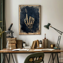 Skeletal Hand with Feather Artistic Abstract Poster