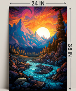 Vibrant Mountain Sunset Poster PosterGoat