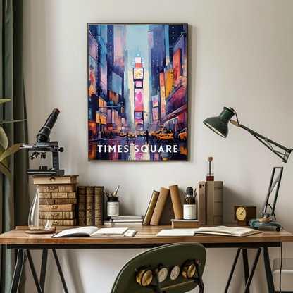 Times Square Neon New York Travel Poster