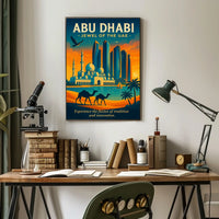 Abu Dhabi Skyline A Vibrant City Fusion Travel Poster
