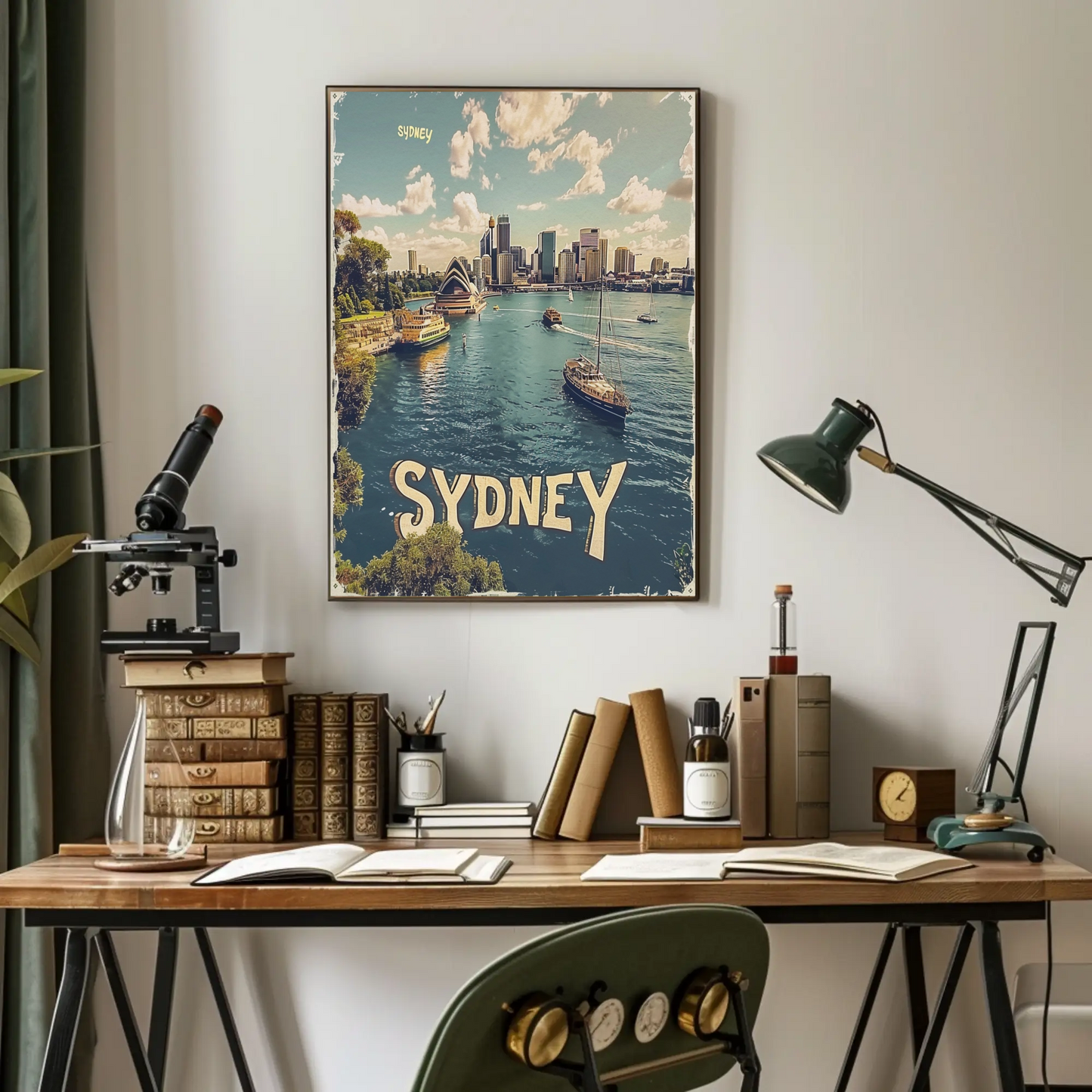 Sydney Modern Skyline Waterfront Boats View Travel Poster Travel Poster