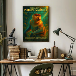 Proboscis Monkey Wonder: Educational Animal Art Poster