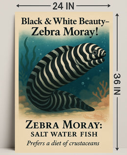 Black White Beauty Zebra Moray Poster PosterGoat