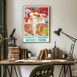 Vintage Soviet Sports Propaganda Poster