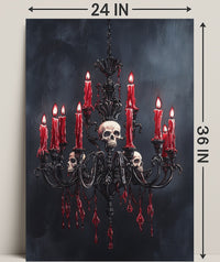 Gothic Chandelier With Skulls Poster