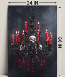 Gothic Chandelier With Skulls Poster