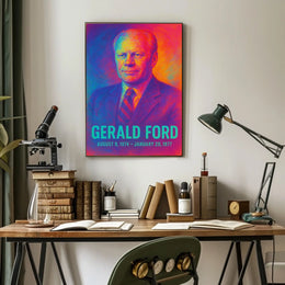 Gerald Ford 38th President of the United States Neon Gradient Overlay Poster