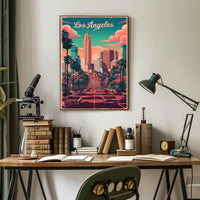 Los Angeles Retro Skyline Poster