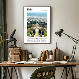Haifa Skyline with Bahá'í Gardens Urban or Cityscape Poster PosterGoat