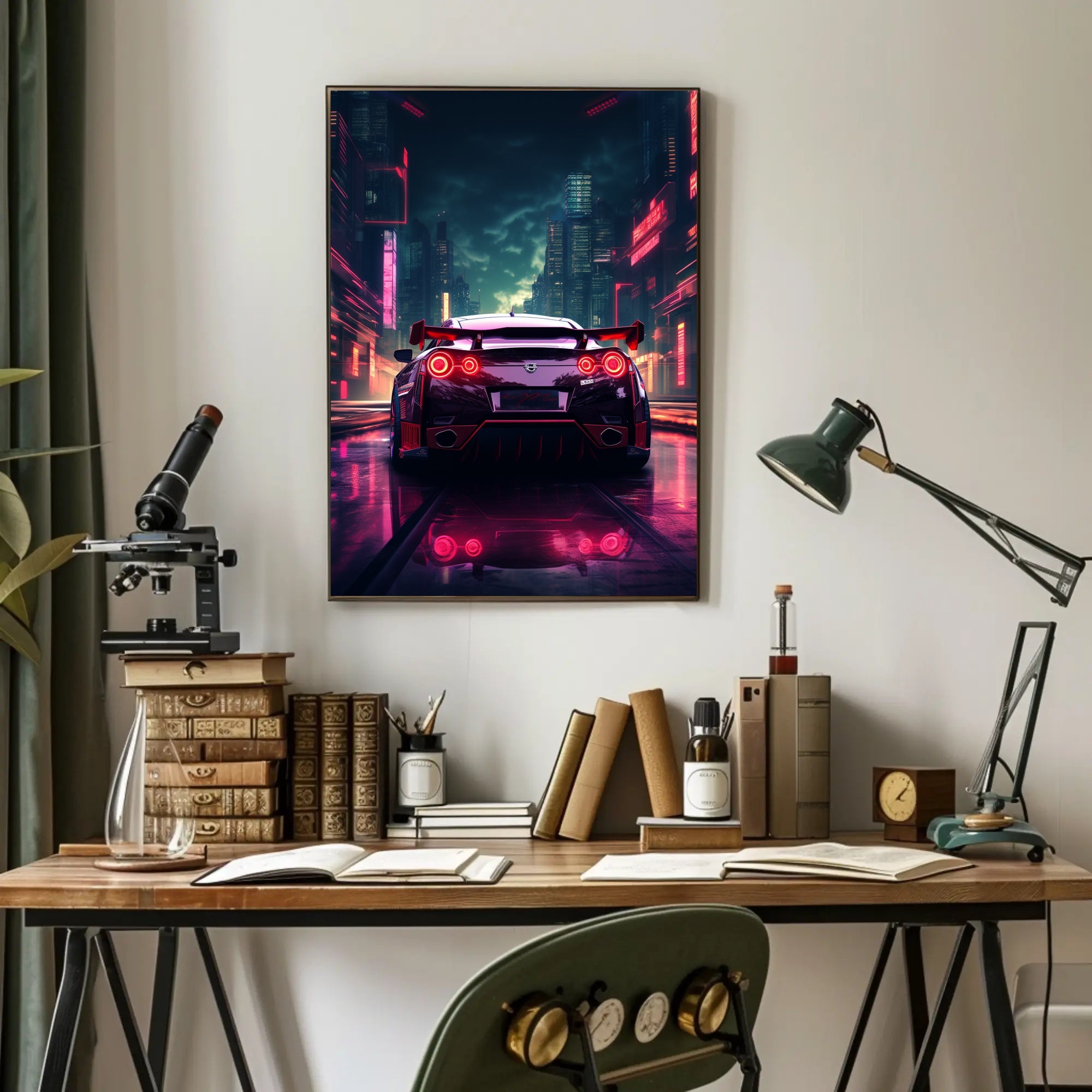 Neon Night Drive Poster PosterGoat