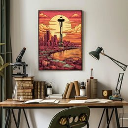 Sunset Over Seattle Poster