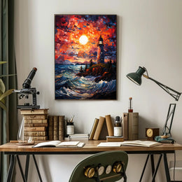 Lighthouse At Sunset Poster