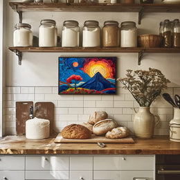 Van Gogh-Inspired Vibrant Mountain Sunrise Poster