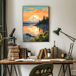 Serene Mountain Sunset Poster PosterGoat
