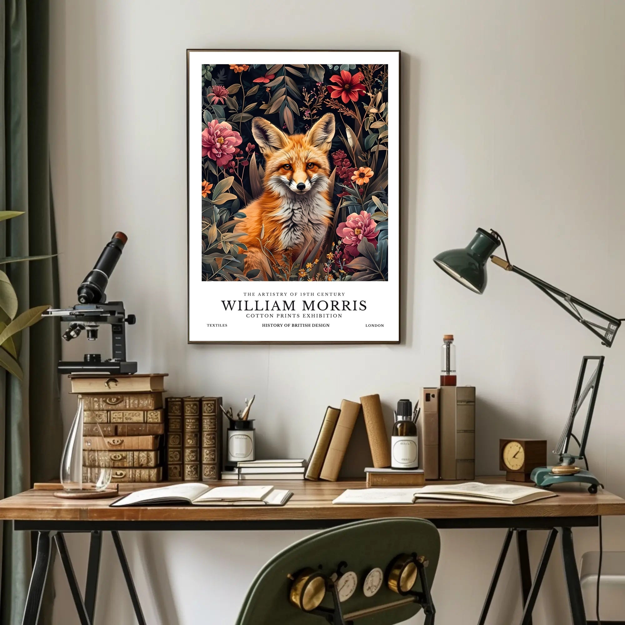 Fox in Floral Elegance: Cultural or Heritage Poster