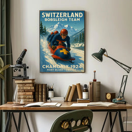 Switzerland Bobsleigh Team Chamonix 1924 Poster