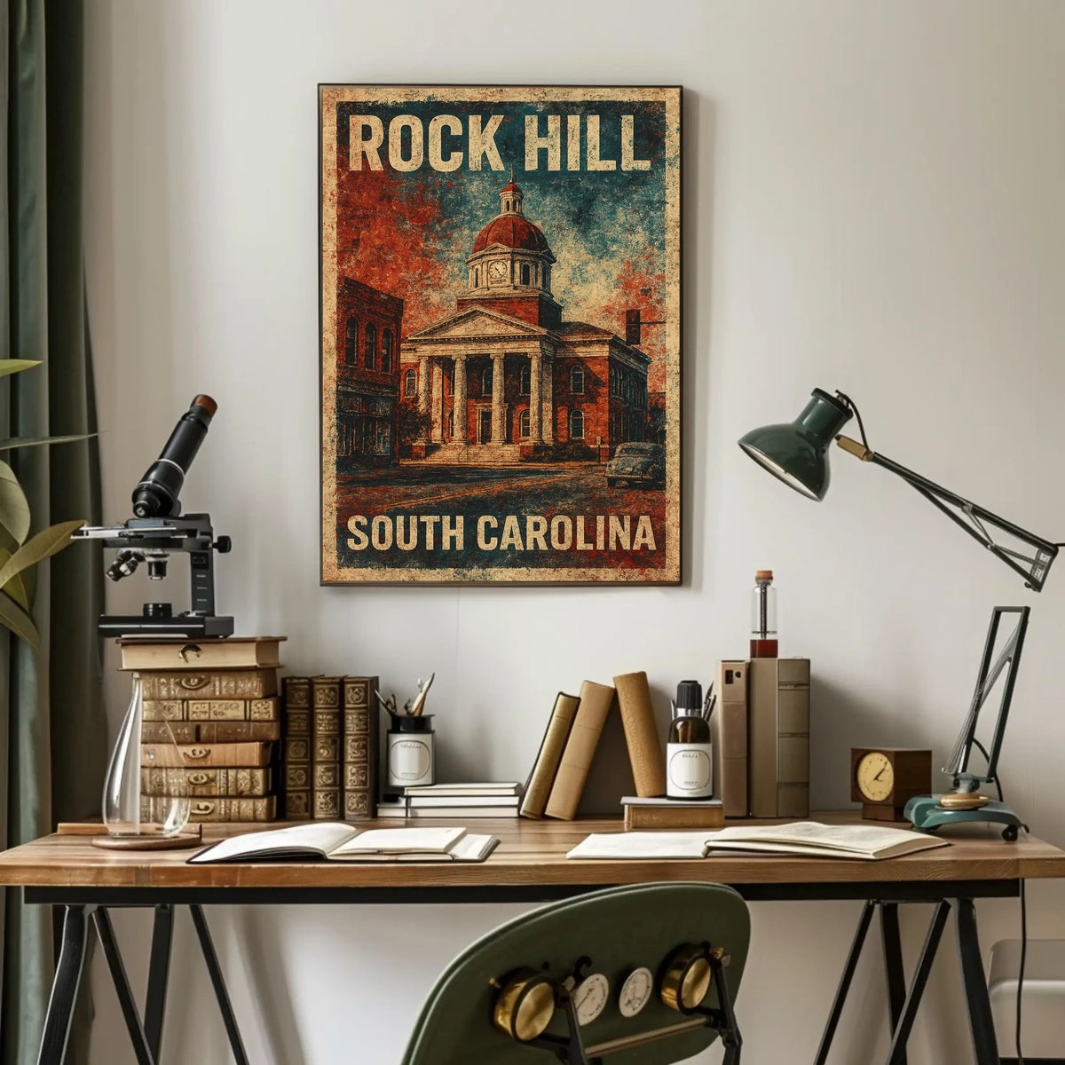 Vintage Rock Hill Architecture Collector Poster