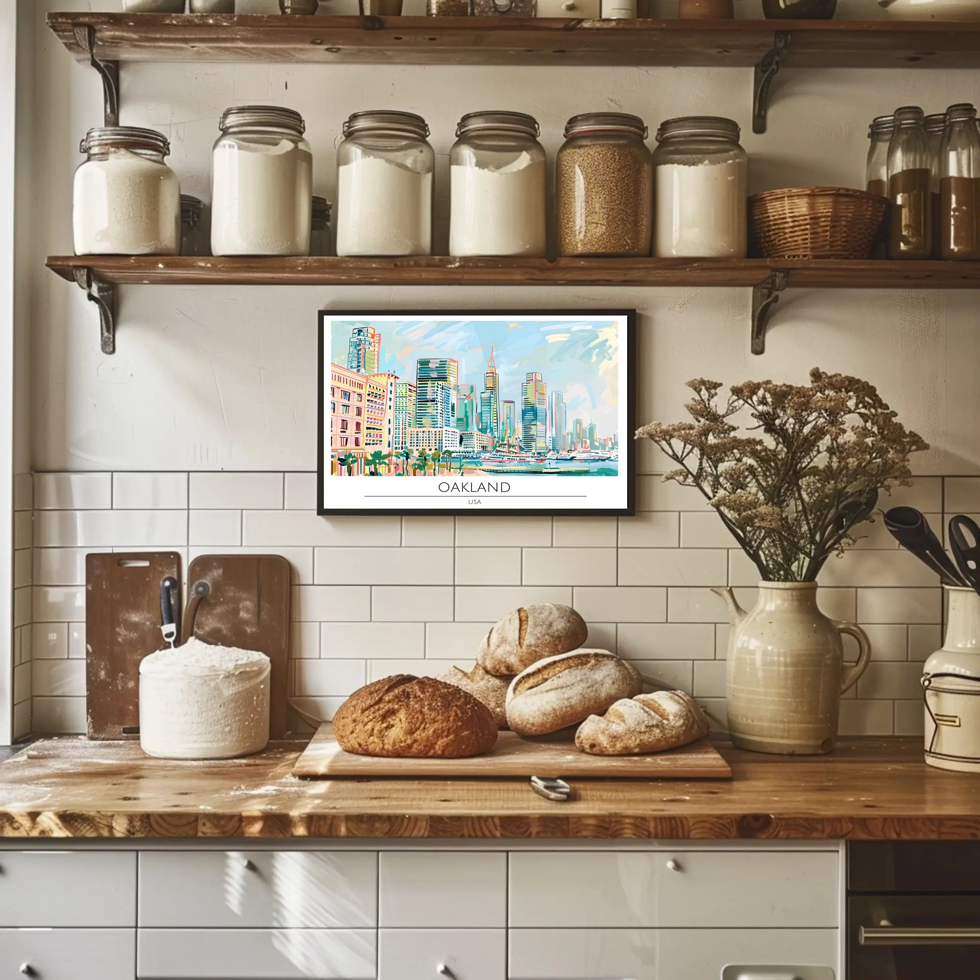 Oakland Skyline Illustration Poster PosterGoat