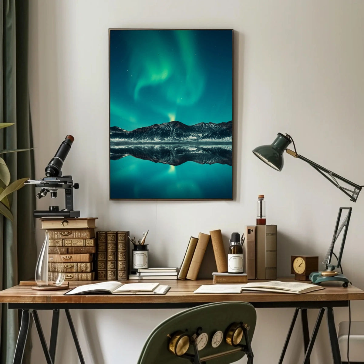Aurora Borealis Over Mountain Range National Park Poster