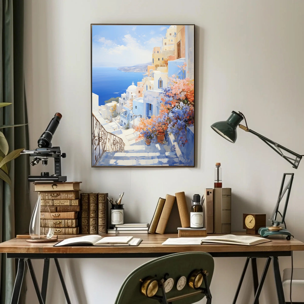 Santorini-Inspired Scenic Coastal Travel Poster